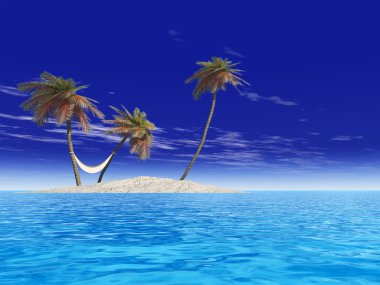 palmiye ağaçları ile egzotik ada