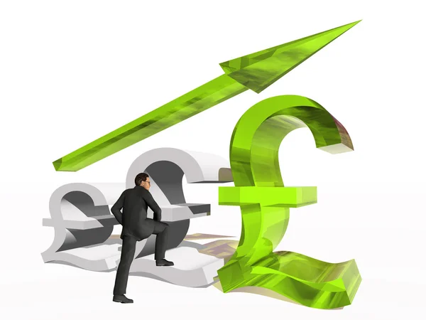 Businessman standing over British pound symbol — Stock Photo, Image