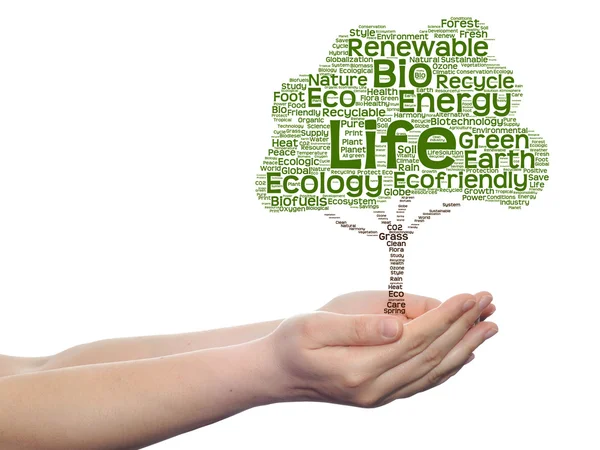 Ecology text word cloud tree — Stock Photo, Image