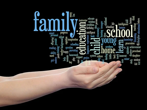 Onderwijs word cloud in handen — Stockfoto