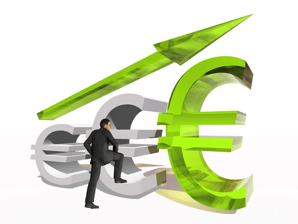 Businessman standing  over an euro symbol — Stock Photo, Image