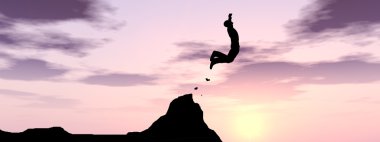 genç işadamı siluet atlama 