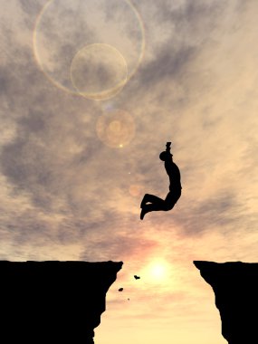 işadamı siluet uçurumdan atlama 