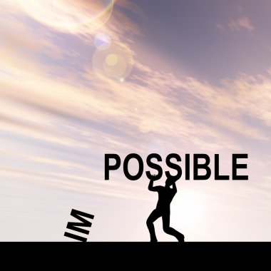 silhouette lifting an impossible text  clipart