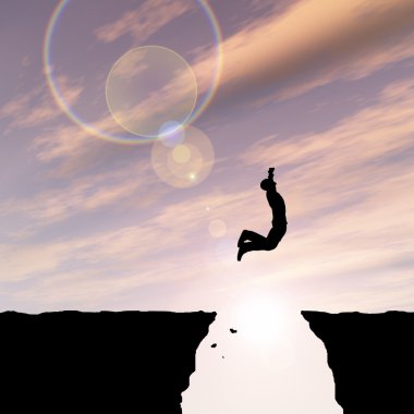 işadamı siluet uçurumdan atlama 
