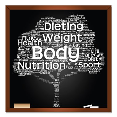  Koncept eller begreppsmässig svart hälsa text ordet moln som träd och gräs isolerad på vit bakgrund