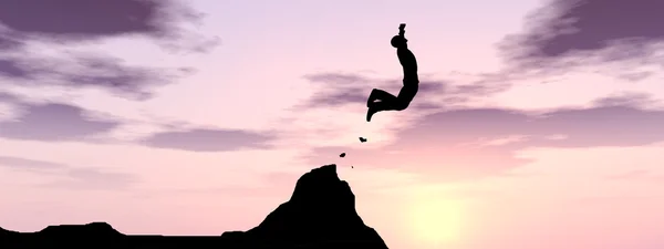 Joven hombre de negocios silueta saltar — Foto de Stock