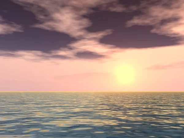 Солнце рядом с горизонтом и морем — стоковое фото