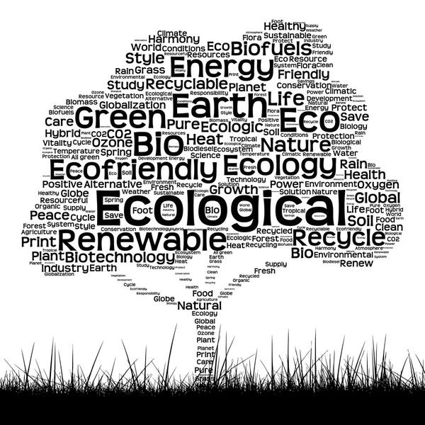 Ecología texto palabra nube como árbol — Foto de Stock