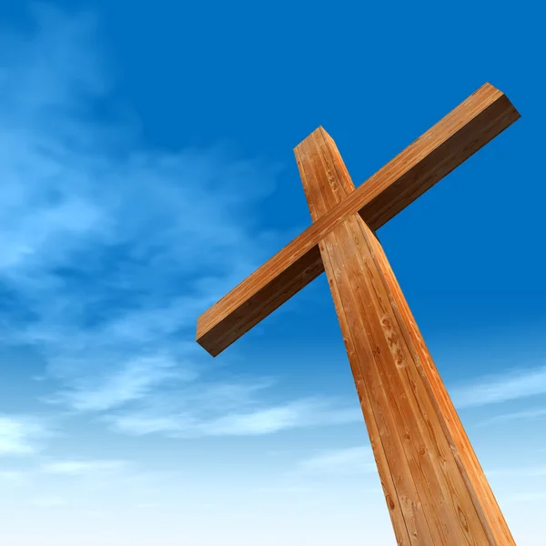 Conceptual wooden cross — Stock Photo, Image