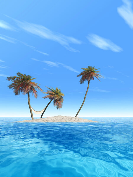 exotic island with palm trees