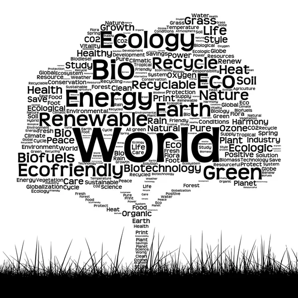 Ecologia nuvem de palavras de texto como árvore — Fotografia de Stock