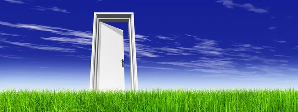 Opened door at horizon — Stock Photo, Image