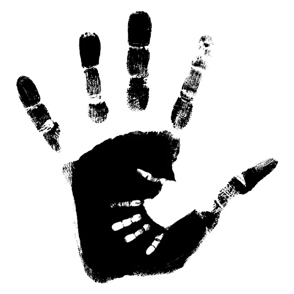 Black paint hands of mother and child — Stock Photo, Image