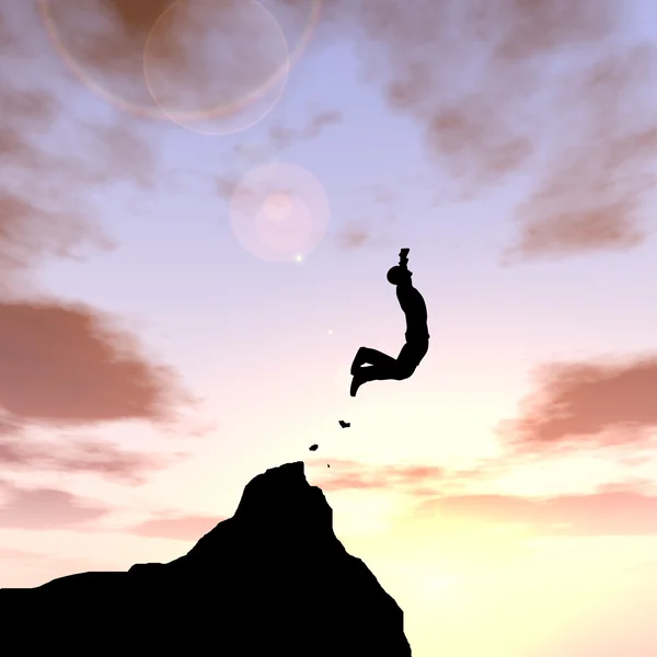 Jonge zakenman silhouet springen — Stockfoto