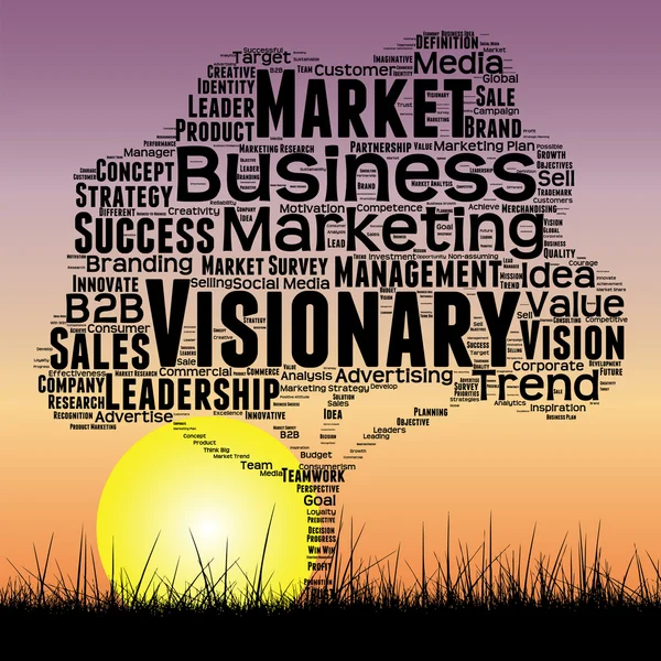 Business tree and grass word cloud — Stock Photo, Image