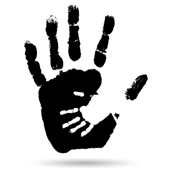 Black paint hands of mother and child — Stock Photo, Image