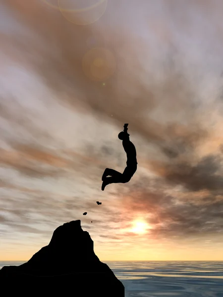 Young businessman silhouette jumping — Stock Photo, Image