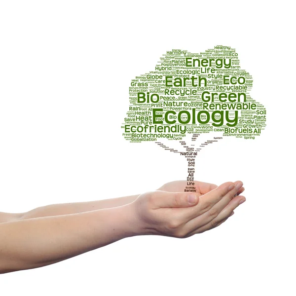 Ecología texto palabra nube árbol — Foto de Stock