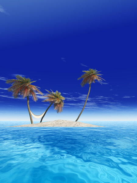 exotic island with palm trees