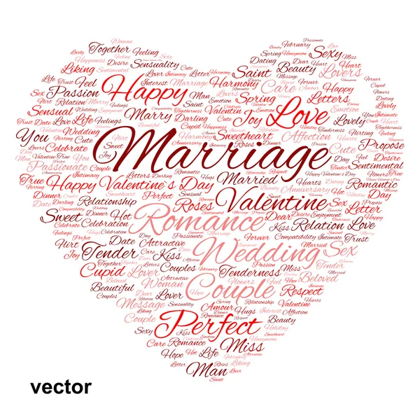 Valentine heart word cloud — Stock Vector