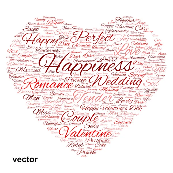 Valentine heart word cloud — Stock Vector