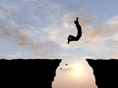 işadamı siluet uçurumdan atlama 