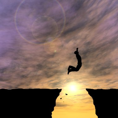 işadamı siluet uçurumdan atlama 