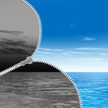  soyut fermuar, bulutlu ve güneşli gökyüzü