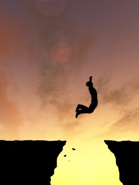 işadamı siluet uçurumdan atlama 