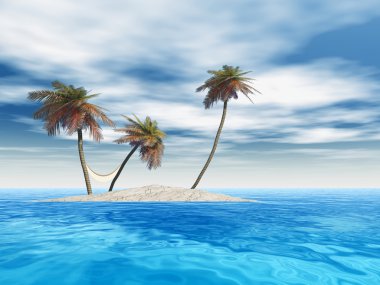 palmiye ağaçları ile egzotik ada
