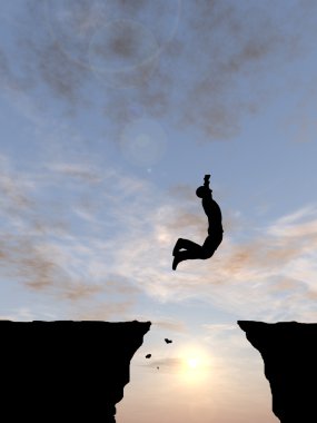 işadamı siluet uçurumdan atlama 