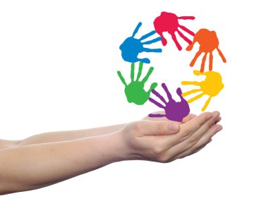  insan elinin avuç içi boyalı