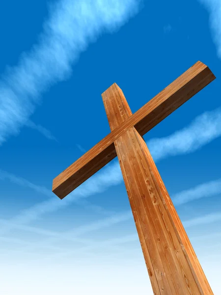 Conceptual wooden cross — Stock Photo, Image