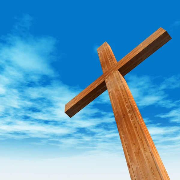 Conceptual wooden cross — Stock Photo, Image