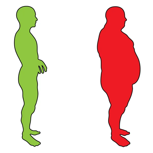 Nadwagą vs szczupły sprawny człowiek — Zdjęcie stockowe