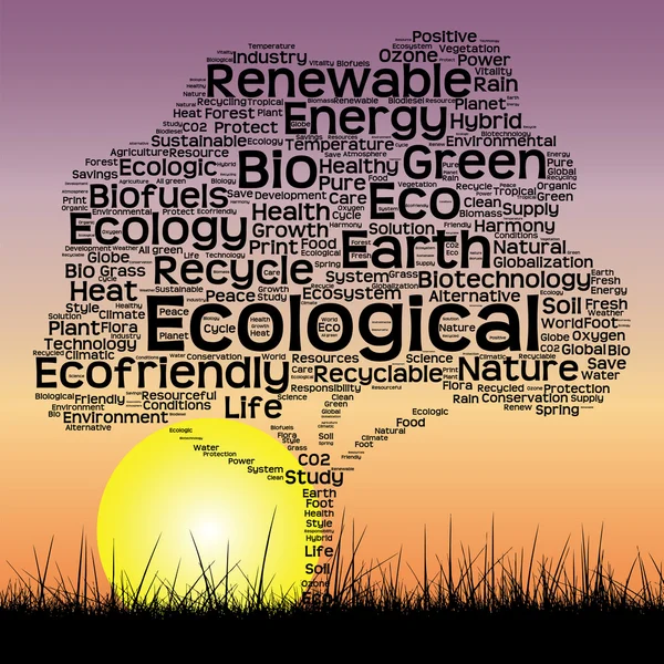 Zwarte ecologie tekst word cloud — Stockfoto