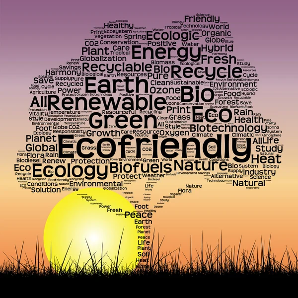 Zwarte ecologie tekst word cloud — Stockfoto
