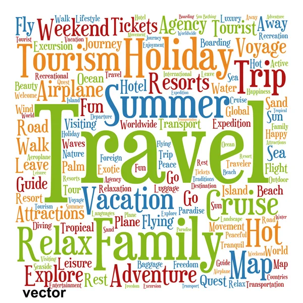 Travel  word cloud — Stock Vector