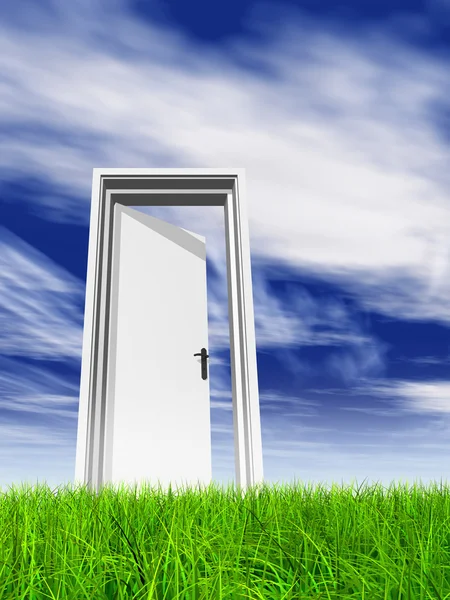 Opened door at horizon — Stock Photo, Image