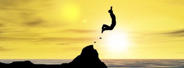 İşadamı siluet atlama 