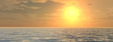 Güneş ufuk ve denize yakın 
