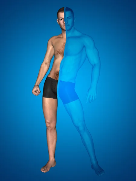 Vücut geliştirmeci vs kilolu adam — Stok fotoğraf