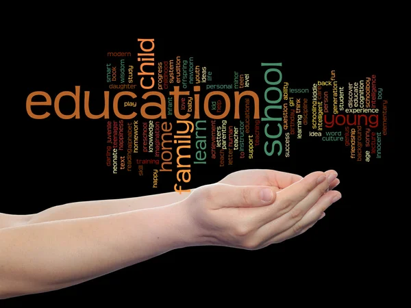 Education  word cloud in hands — Stock Photo, Image