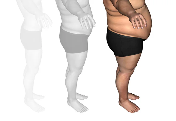 Overweight vs slim fit man — Stock Photo, Image
