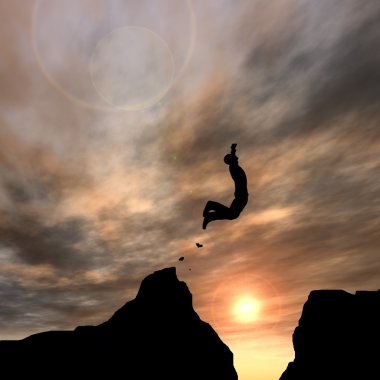 İşadamı siluet atlama 