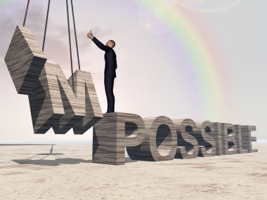 imkansız metnin üzerinde duran iş adamı