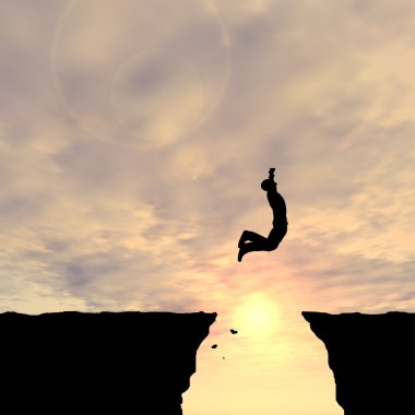 İşadamı siluet atlama 