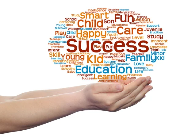 Education word cloud in  hands — Stock Photo, Image