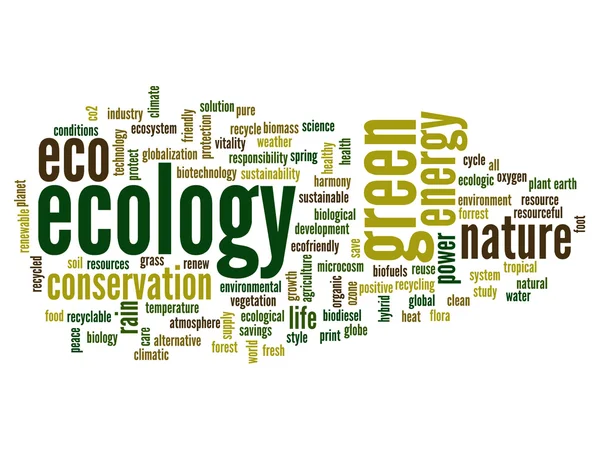 Resumo ecologia e conservação nuvem de palavras — Fotografia de Stock